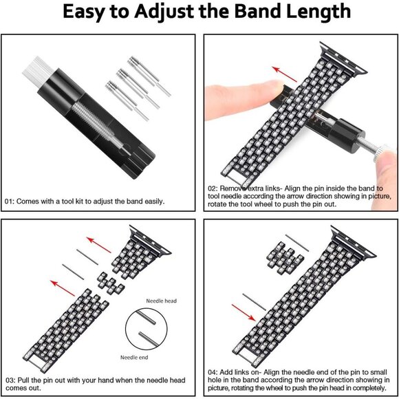 Bling Band Compatible Apple Watch 42mm iWatch Metal Rhinestone - Picture 5 of 7